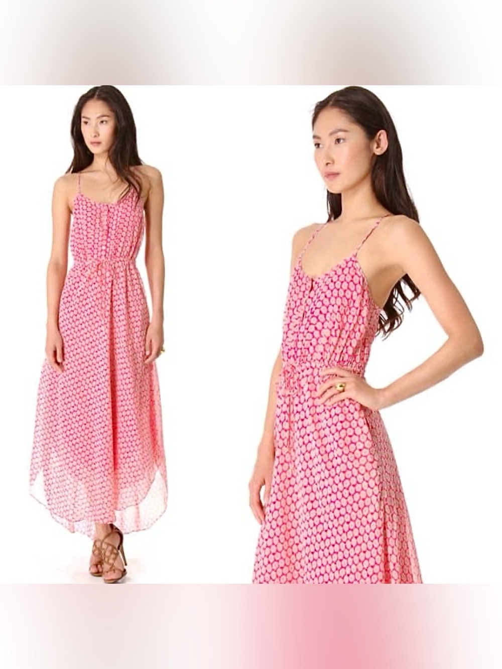 NWOT Vintage Early 2000s Gisele Bündchen Juicy Couture Silk Pink Maxi Dress | XS